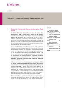 JuneValidity of Contractual Netting under German law. 1