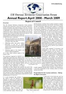 www.ukotcf.org  UK Overseas Territories Conservation Forum Annual Report AprilMarch 2009 Overview