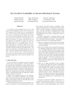 On Correlated Availability in Internet-Distributed Systems Derrick Kondo INRIA, France   Artur Andrzejak