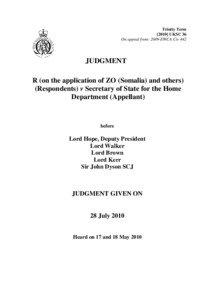 R (on the application of ZO (Somalia) and others) (Respondents) v Secretary of State for the Home Department (Appellant)