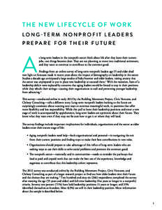 The New Lifecycle of Work Long-Term Nonprofit Leaders Prepare for their Future A