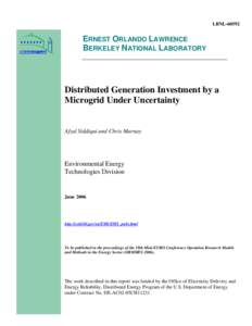 Distributed Generation Investment by a Microgrid Under Uncertainty
