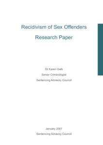 Recidivism of Sex Offenders Research Paper - PDF - KB - 52pg