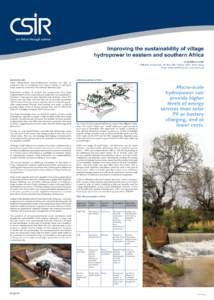 Improving the sustainability of village hydropower in eastern and southern Africa W Jonker Klunne CSIR Built Environment, PO Box 395, Pretoria, 0001, South Africa Email:  – www.csir.co.za