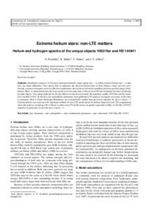 Astronomy & Astrophysics manuscript no. Hg223 (DOI: will be inserted by hand later) October 3, 2005  Extreme helium stars: non-LTE matters