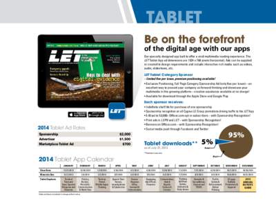 tablet Be on the forefront of the digital age with our apps Our specially designed app built to offer a vivid multimedia reading experience. The LET Tablet App ad dimensions are 1024 x 768 pixels (horizontal). Ads can be
