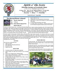 Volume 35, Issue 8 ~ AugustThe Annual Picnic is Here!! Date:  Saturday, August 20th