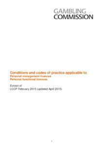 Licence Conditions and Codes of Practice updated January 2011