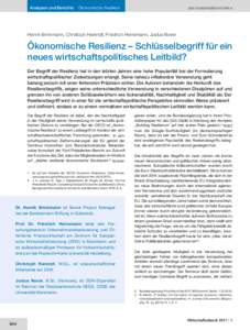 Analysen und Berichte Ökonomische Resilienz  DOI: s10273Henrik Brinkmann, Christoph Harendt, Friedrich Heinemann, Justus Nover