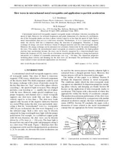 PHYSICAL REVIEW SPECIAL TOPICS - ACCELERATORS AND BEAMS, VOLUME 6, Slow waves in microchannel metal waveguides and application to particle acceleration L. C. Steinhauer Redmond Plasma Physics Laboratory, U