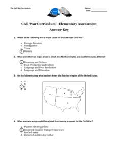 The Civil War Curriculum  Name: _________________ Date: _________________  Civil War Curriculum—Elementary Assessment