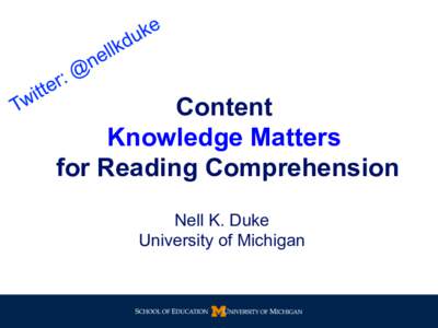 Reading / Learning to read / Linguistics / Education in the United States / Applied linguistics / Writing systems / Reading comprehension / Education / Nell K. Duke / Learning / Concept-Oriented Reading Instruction