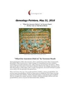 Genealogy Pointers, May 31, 2016  