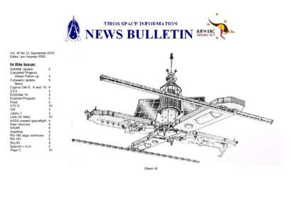 Vol. 40 No.12, September 2015 Editor: Jos Heyman FBIS In this issue: Satellite Update Cancelled Projects:
