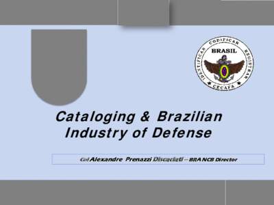 Cataloging & Brazilian Industry of Defense Col Alexandre Prenazzi Discaciati – BRA NCB Director 1