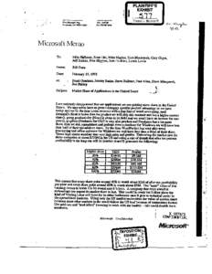 Microsoft Memo To: MBm Hallman, Scott Old, Milm Maples, Rich Macintosh, Gary Gigo~  Jeff ~ Pete I-figNns, Bob Gaskins, Lewis Levia
