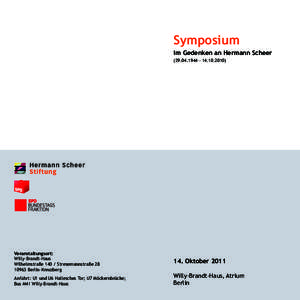 Symposium  im Gedenken an Hermann Scheer – Veranstaltungsort: