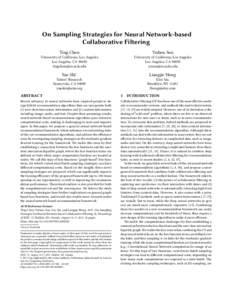 On Sampling Strategies for Neural Network-based Collaborative Filtering Ting Chen Yizhou Sun