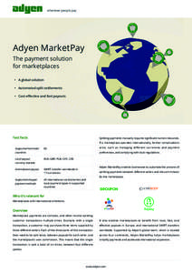 Adyen MarketPay The payment solution for marketplaces • A global solution • Automated split settlements •
