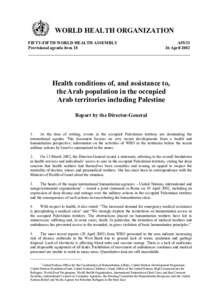 WORLD HEALTH ORGANIZATION FIFTY-FIFTH WORLD HEALTH ASSEMBLY Provisional agenda item 18 A55[removed]April 2002