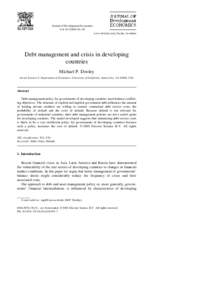 Journal of Development Economics Vol. 63 Ž–58 www.elsevier.comrlocatereconbase Debt management and crisis in developing countries