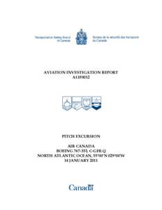 AVIATION INVESTIGATION REPORT A11F0012 PITCH EXCURSION AIR CANADA BOEING[removed], C-GHLQ