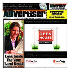 Advertise your goods and services in the Classiﬁeds and reach hundreds of potential buyers daily. Call today to place your ad and make a sale quickly. Newark - Licking