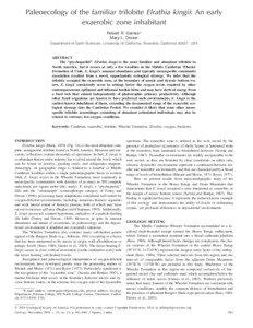Paleoecology of the familiar trilobite Elrathia kingii: An early exaerobic zone inhabitant Robert R. Gaines* Mary L. Droser Department of Earth Sciences, University of California, Riverside, California 92521, USA