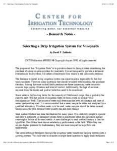 CIT - Selecting a Drip Irrigation System for Vineyards[removed]:33 AM - Research Notes Selecting a Drip Irrigation System for Vineyards by David F. Zoldoske