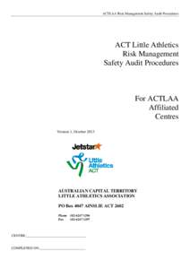 ACTLAA Risk Management Safety Audit Procedures  ACT Little Athletics Risk Management Safety Audit Procedures