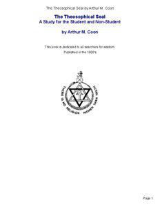 The Theosophical Seal by Arthur M. Coon  The Theosophical Seal