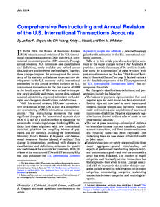 Comprehensive Restructuring and Annual Revision of the U.S. International Transactions Accounts