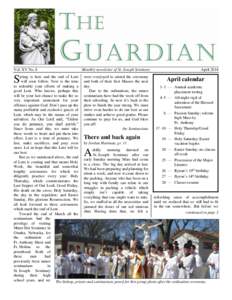 Vol. XV No. 8  Monthly newsletter of St. Joseph Seminary S