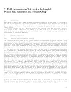 2 Field measurement of deformation, by Joseph F. Poland, Soki Yamamoto, and Working Group 2.1  INTRODUCTION