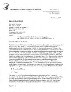 Letter regarding Diphoterine Skin Wash, Request for Designation On Remand to FDA, Prevor v. FDA