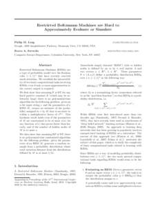 Restricted Boltzmann Machines are Hard to  Approximately Evaluate or Simulate