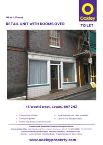 749 sq ft (70 sqm)  RETAIL UNIT WITH ROOMS OVER TO LET
