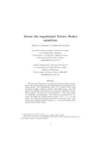 About the regularized Navier–Stokes equations Marco Cannone & Grzegorz Karch