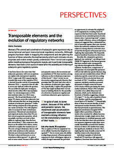 Perspectives opinion Transposable elements and the evolution of regulatory networks Cédric Feschotte