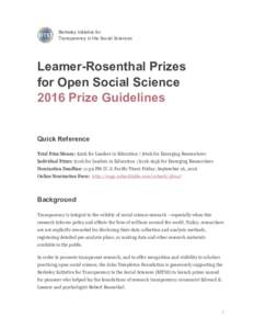Berkeley Initiative for Transparency in the Social Sciences    Leamer-Rosenthal Prizes  