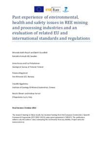 Past experience of environmental, health and safety issues in REE mining and processing industries and an evaluation of related EU and international standards and regulations