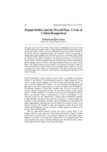 69  Muhammad Iqbal Chawla: Wavell Plan