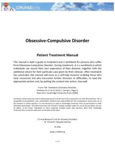         Obsessive‐Compulsive Disorder   