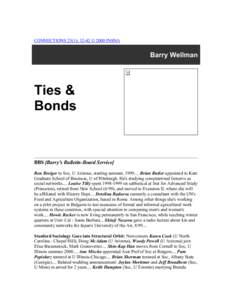 CONNECTIONS 23(1): 32-42 © 2000 INSNA  Barry Wellman Ties & Bonds