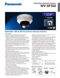 Fixed Dome Network Camera  WV-SF332 SVGA/800 x 600 H.264 Fixed Dome Network Camera Key Features