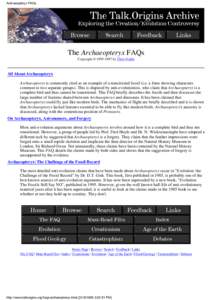 Archaeopteryx FAQs  The Archaeopteryx FAQs Copyright © by Chris Nedin  All About Archaeopteryx