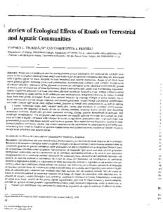 geview of Ecological Effects of Roadson Terrestrial and Aquatic Communities STEPHEN C. TROMBULAK* AND CHRISTOPHER A. FRISSELL~