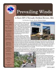 Prevailing Winds Volume 4, Issue 2 October 21, 2014  A Rare EF-2 Tornado Strikes Revere, MA