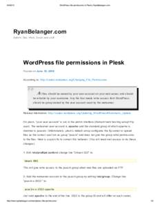 WordPress file permissions in Plesk | RyanBelanger.com RyanBelanger.com Admin, Dev, Web, Excel and stuff