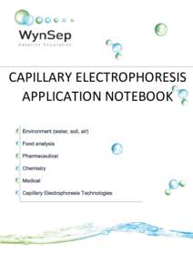 CAPILLARY ELECTROPHORESIS APPLICATION NOTEBOOK Environment (water, soil, air) Food analysis Pharmaceutical Chemistry